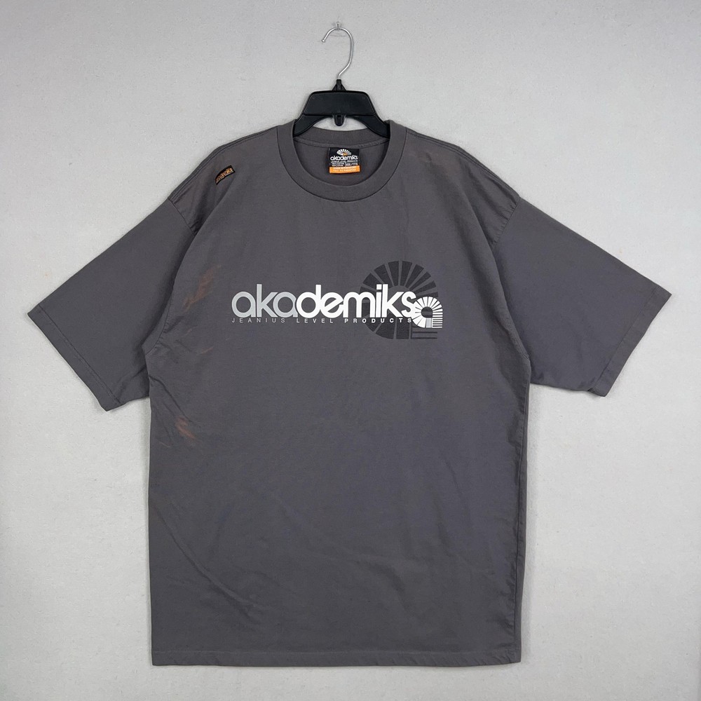 Vintage Akademiks Shirt Mens 3XL Gray Jeanius Level Products Graphic Hip Hop Y2K