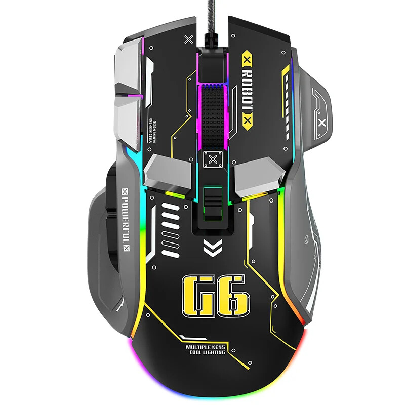 G6 Wired Gaming Mouse 128000DPI RGB Ergonomic Macro-Programmable A826 Chip