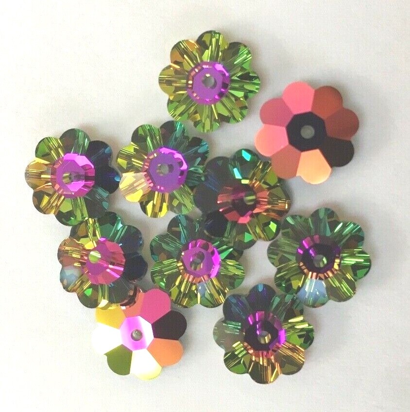 10 pc SWAROVSKI CRYSTAL VITRAIL MEDIUM 10mm Loose BEADS 3700 MARGUERITES Discs
