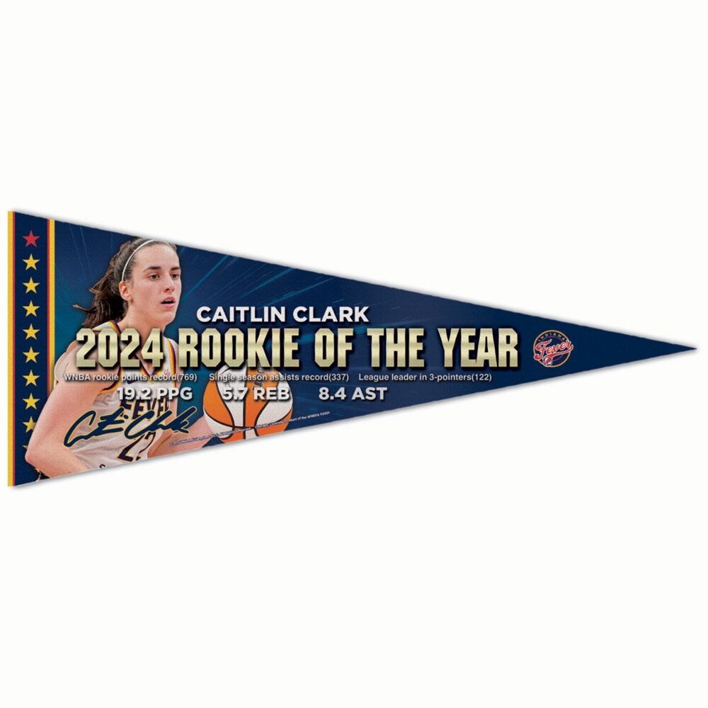 Caitlin Clark Indiana Fever Rookie of Year 12x30 Pennant New Iowa Hawkeyes