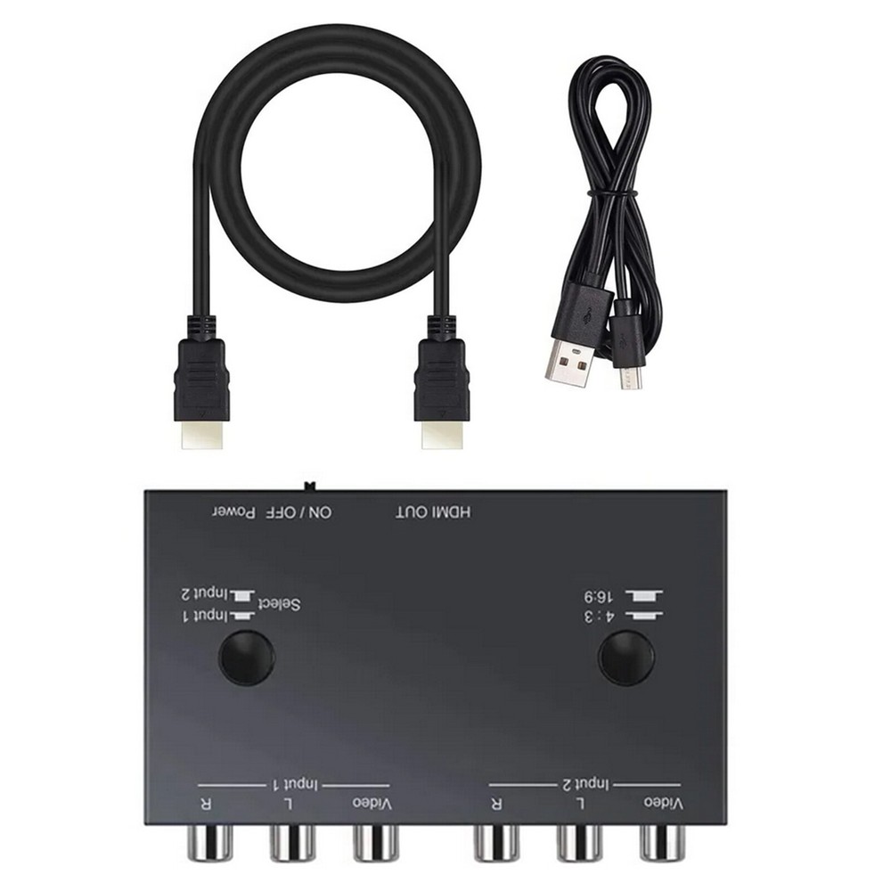 2RCA to HDMI Converter Dual Port AV Adapter with Switcher