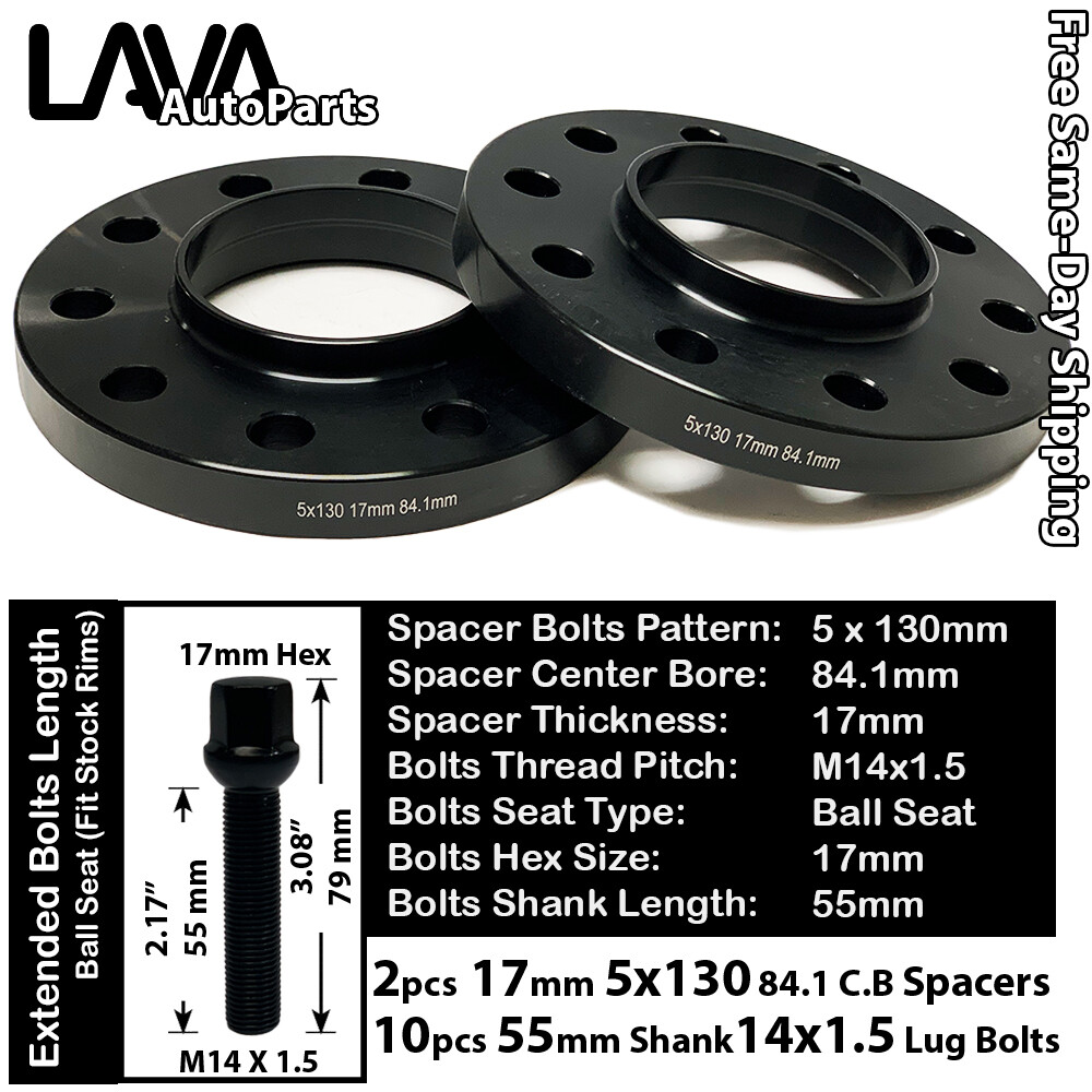2PC 17MM 5X130 84.1MM Wheel Spacer with 14X1.5 Bolts for Mercedes G Class