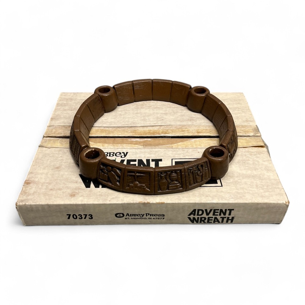Vintage 1970's Abbey Press Advent Wreath Ring Holiday Candle Holder-image