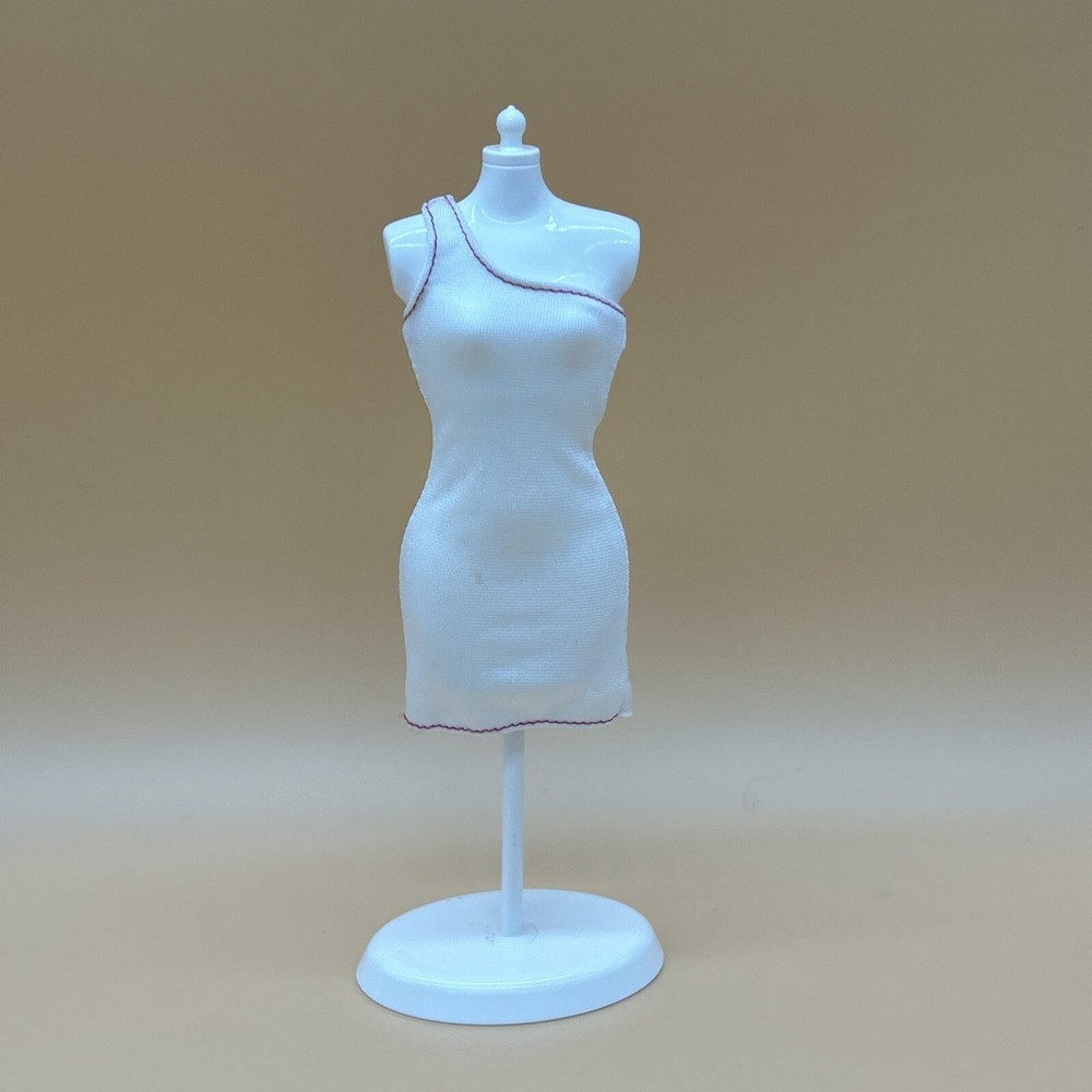 Barbie Fashion Design Plates Doll Dress White One Strap Replacement Doll Outfit