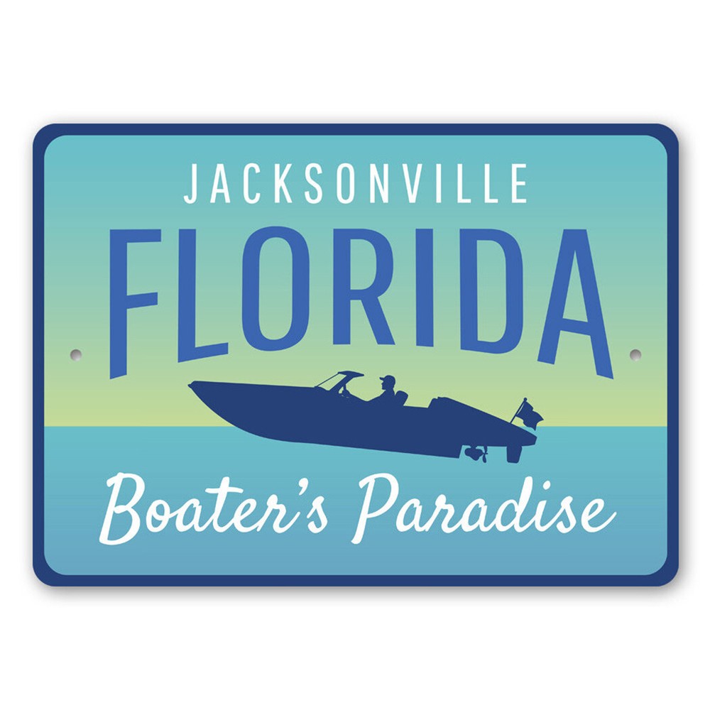 Jacksonville Florida Boat Theme Coastal Sign, Boathouse Sign, Beach Metal Sign