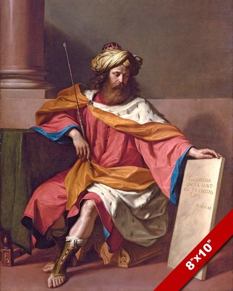 KING DAVID OF ISRAEL JUDAH TORAH PAINTING CHRISTIAN BIBLE ART REAL CANVAS PRINT