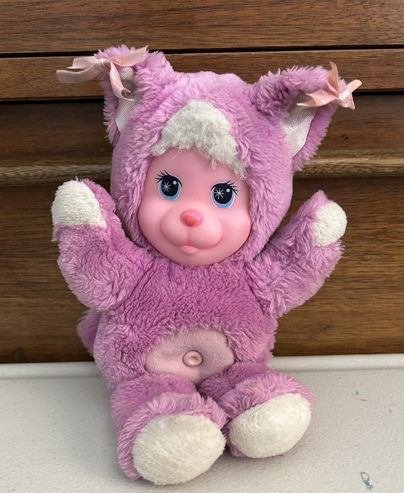 Vintage 1990 Mattel Magic Nursery Pet Purple Magenta Cat Plush