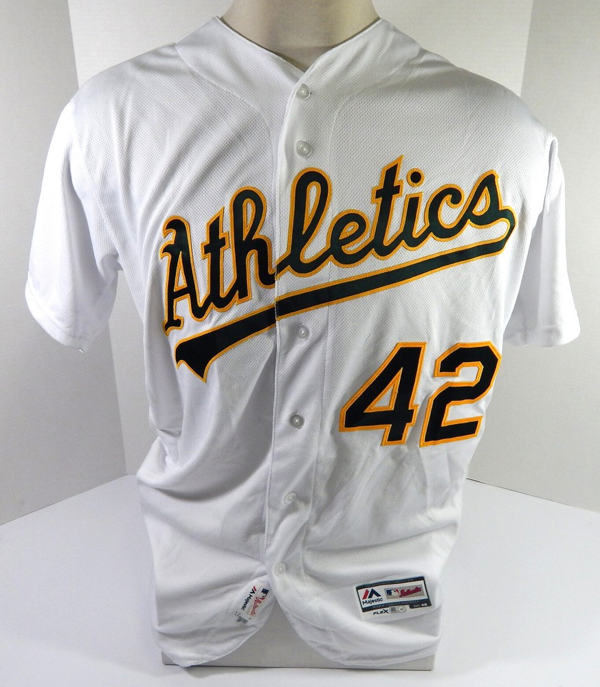 2016 Oakland Athletics Henderson Alvarez #42 Game Issued P Used White Jersey JRD