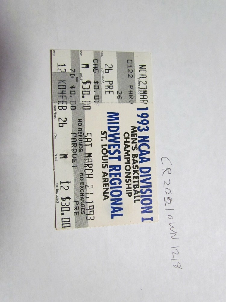 NCAA 1993 Midwest Regional Ticket Stub