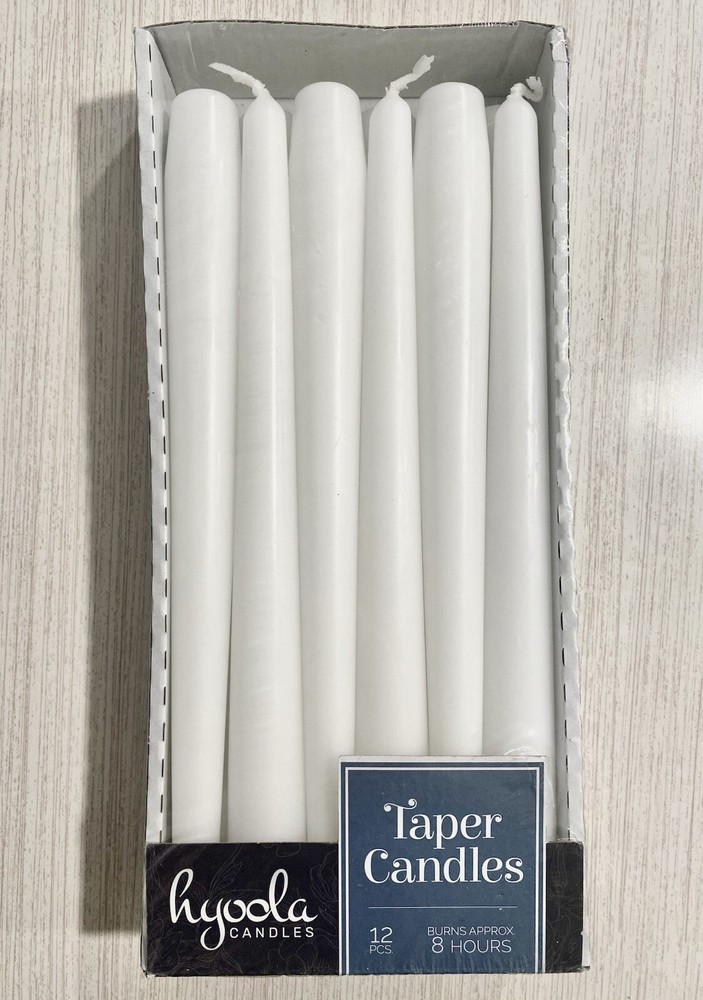Elegant 10-Inch White Taper Candles Set of 12 New