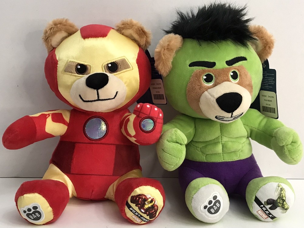 Build a Bear MARVEL The Incredible HULK & Iron Man Plush BAB Avengers NWT