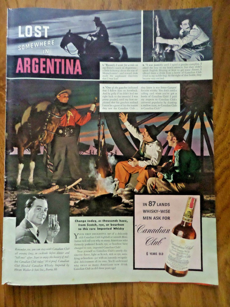1939 Canadian Club Whiskey Ad Lost Argentina 1939 Camels Ad Joe Williams Sports-image