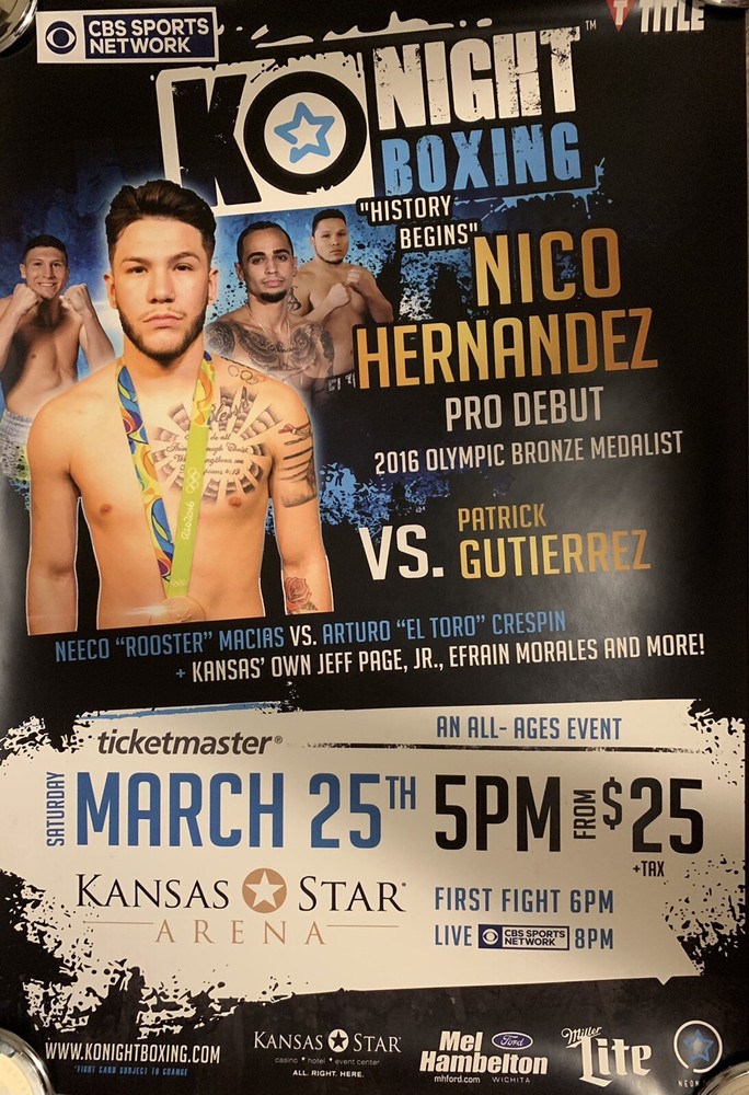 Nico Hernandez Pro Debut Boxing Poster USA Olympic Bronze