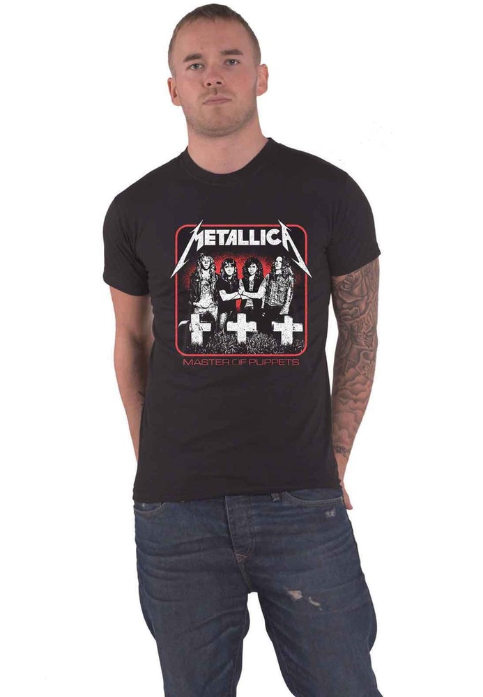 Metallica T Shirt Vintage Master of Puppets Photo new Official Mens Black