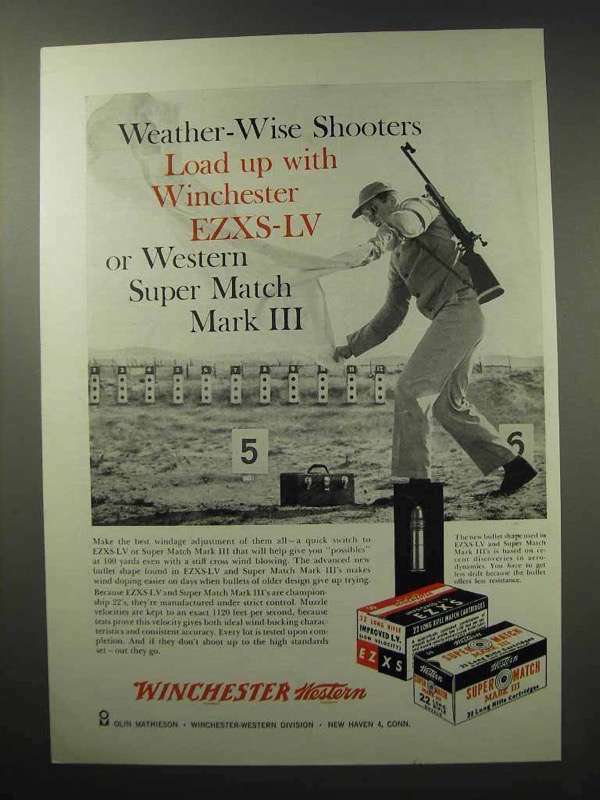 1960 Winchester EZXS-LV Super Match Mark III Ammunition Advertisement