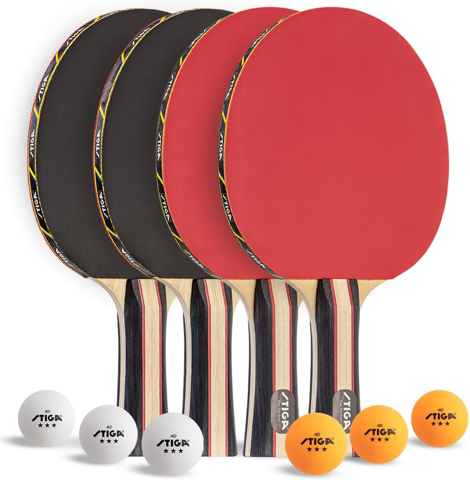 STIGA Performance 4 Player Ping Pong Paddle Set of 4 – Table Tennis Rackets, 6 –