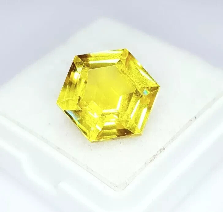 Certified A+ Natural Yellow Sapphire 11.86 Ct Hexagon Cut Loose Gemstone