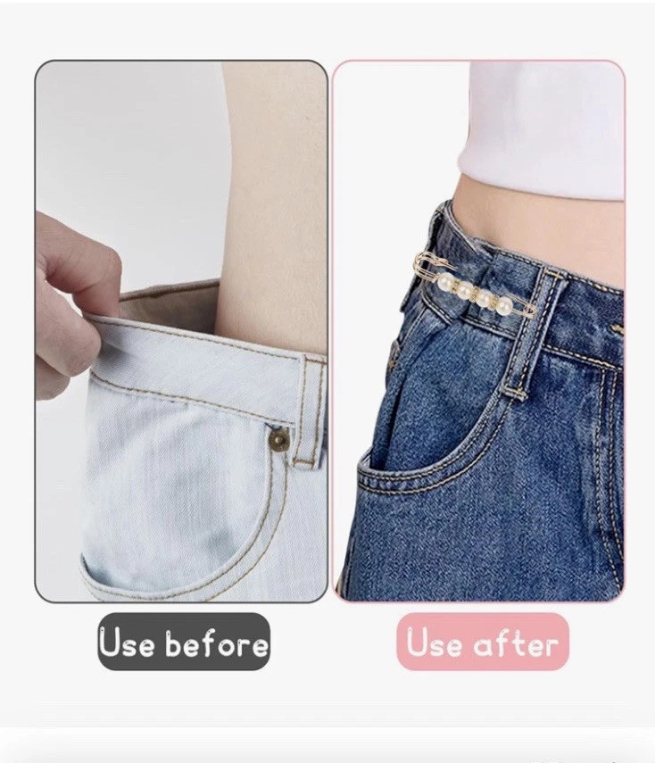 6-Piece Metal Waist Cincher Pins Pearl Black Gold 1.5-2.5 Inch