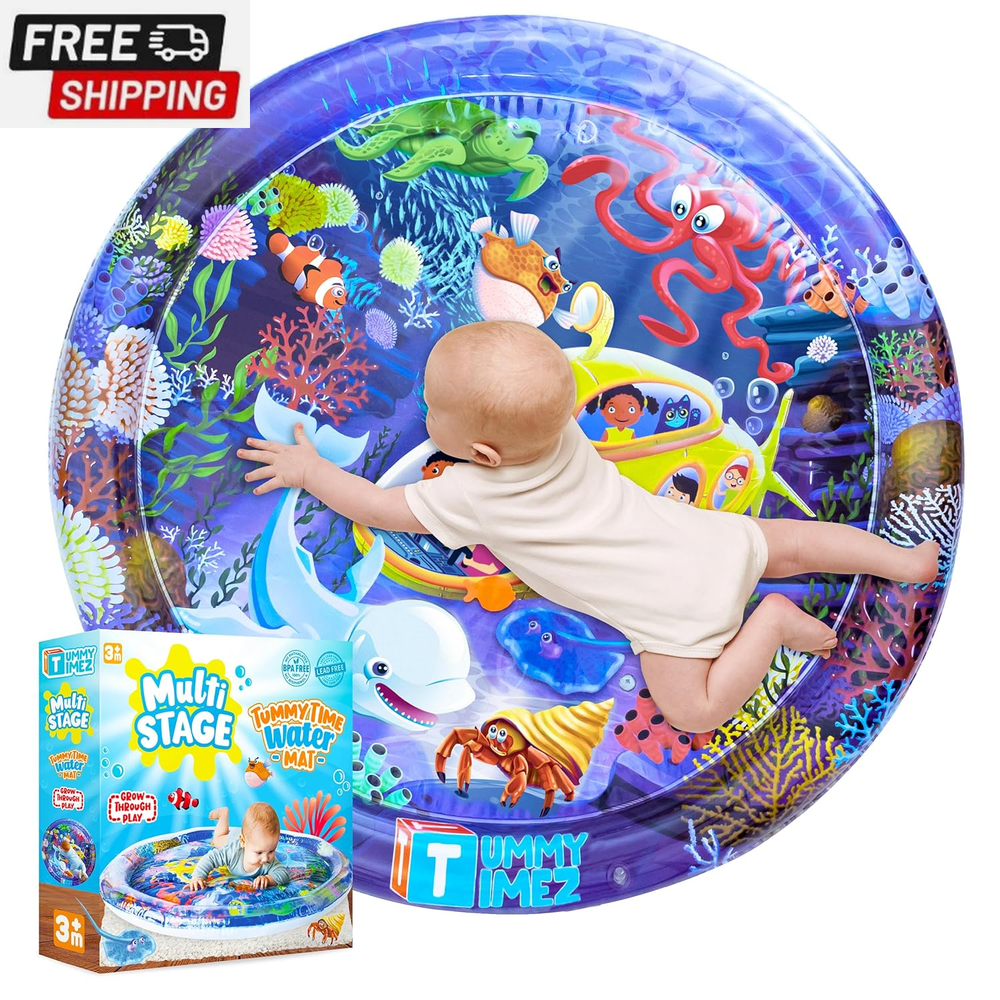 Premium Tummy Time Water Mat, Extra Large Multi-Stage Activity Center Promoting