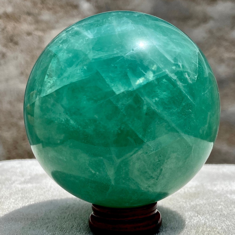 2.4LB Natural Green Fluorite Crystal Sphere for Reiki Healing Energy