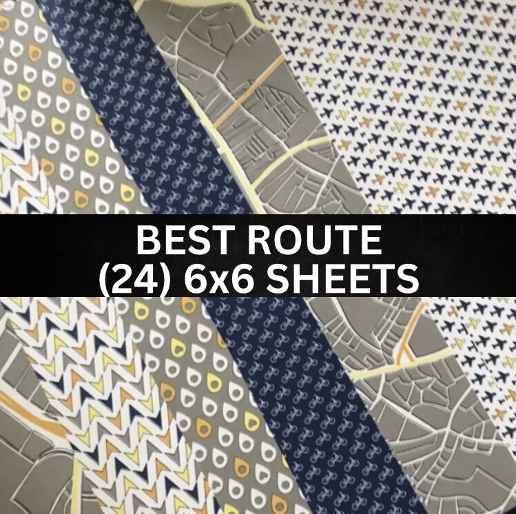 Stampin Up BEST ROUTE Designer Series Paper Maps Plane Bicycle - (24) 6x6 Sheets