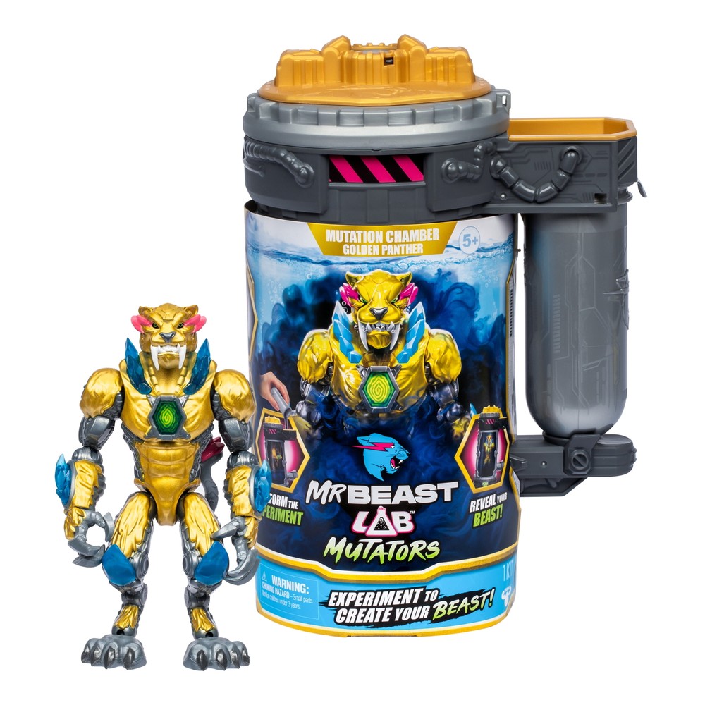 MrBeast Lab Mutators Golden Panther Action Figure, Mutate the Ultimate Beast