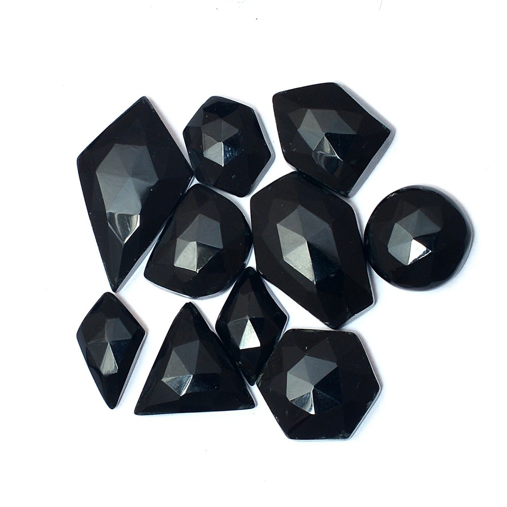 Natural Black Onyx Top Quality Untreated Rose Cut Gemstones Lot 8x12mm-14x23mm
