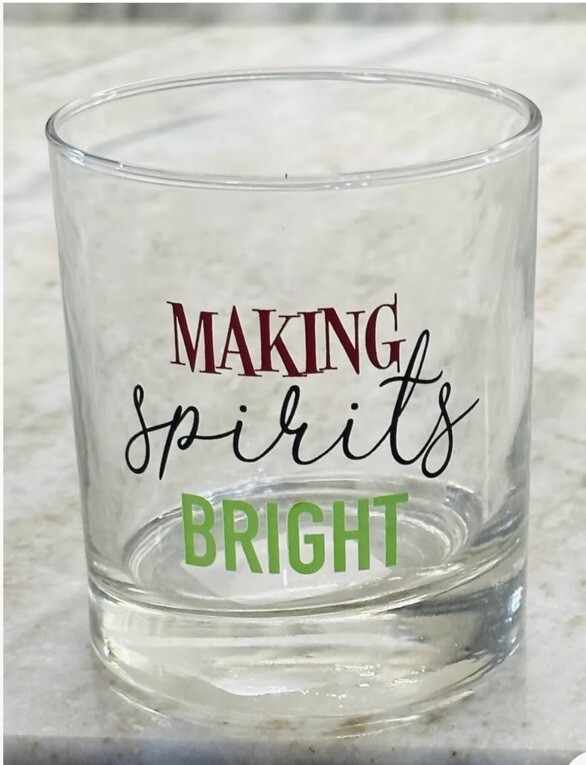 Whiskey Glasses 11.2oz Christmas Cocktail Glass with Making Spirits Bright Design  