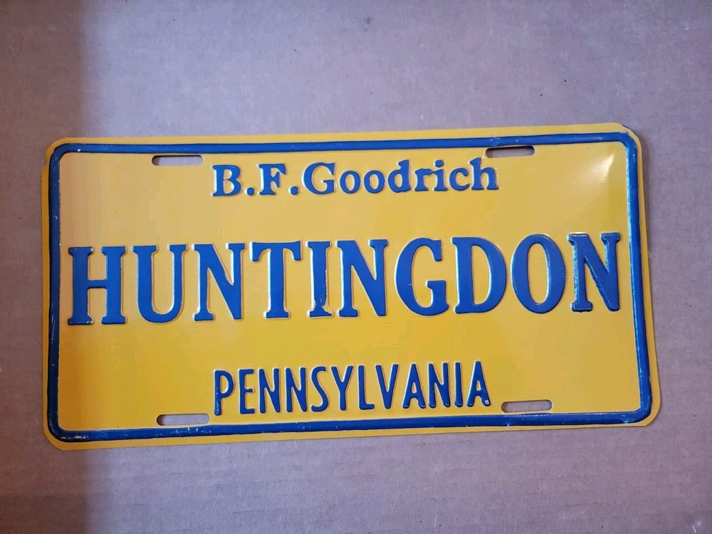 Vintage NOS Unused B.F. Goodrich Huntington PA License Plate