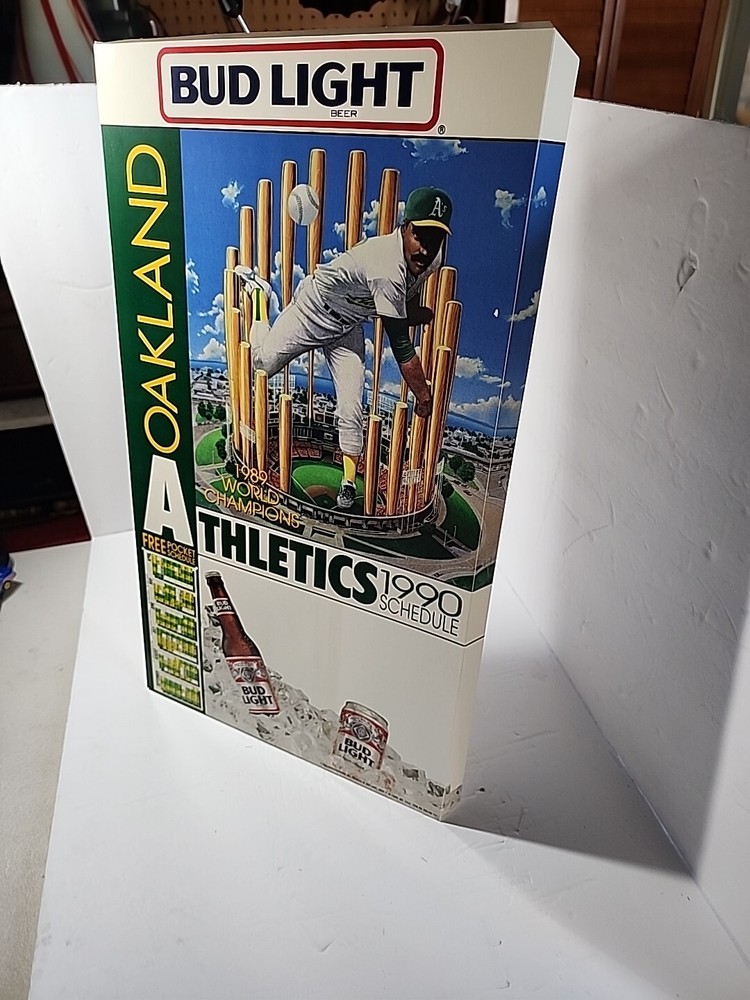 1989 World Series MLB Oakland A's Bud Light Beer Poster/Game Calendar Stand-Up