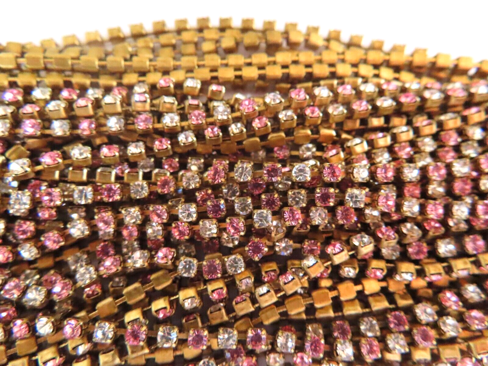 6 Ft. Swarovski Rhinestone chain 18pp Light Rose/Crystal. Brass #1100