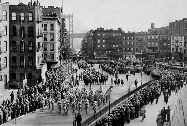 Crowds at opening of Allen Street ceremonies New York Old Photo