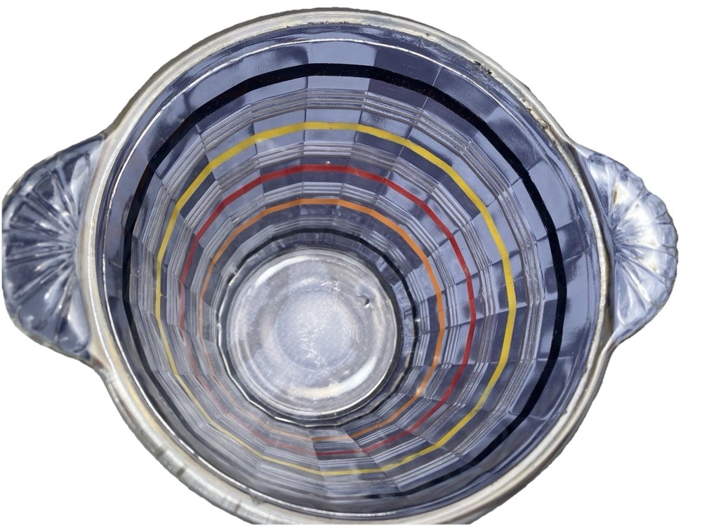 Vintage Anchor Hocking MCM Ribbed Ice Bucket in Black Orange Red Yellow