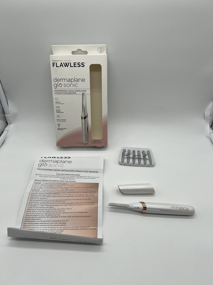 Dermaplane Glo Sonic Lighted Facial Exfoliator, Electric Vibrating Dermaplane