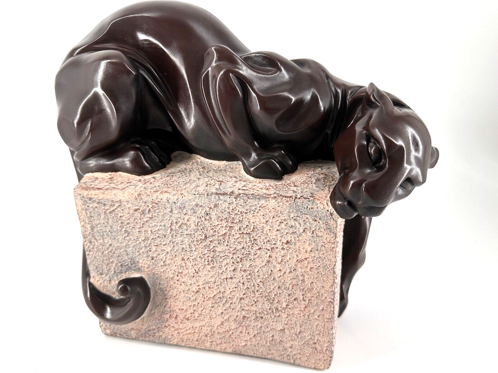 RARE 1996 Austin Sculpture Panther by Alexsander Danel Signed Polychrome Art