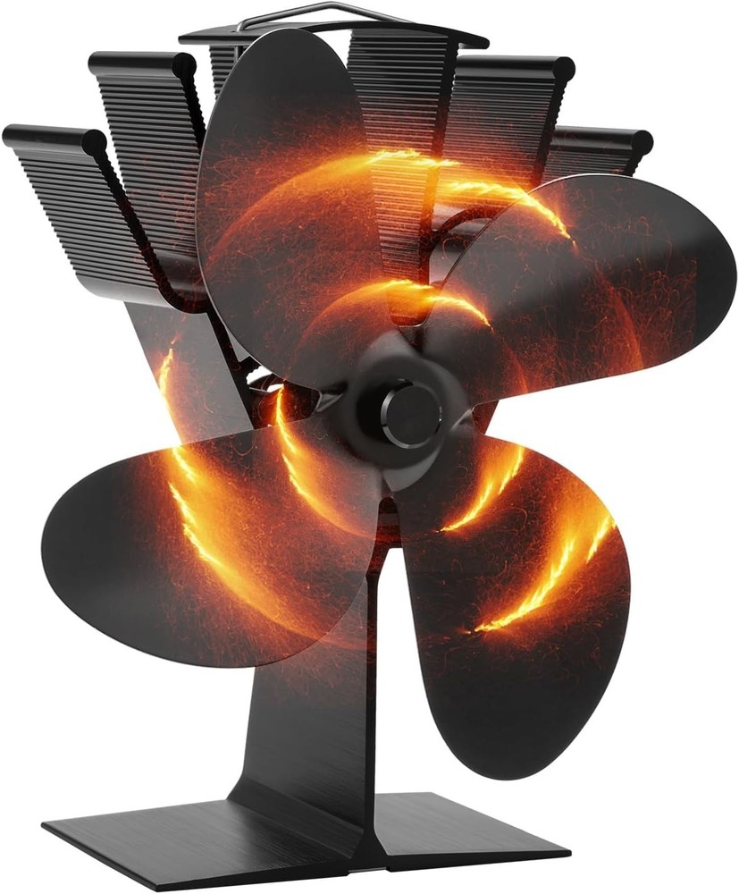 COMBIUBIU 4 Blade Wood Stove Fan, Heat Powered Fireplace Fan for Efficient Warm