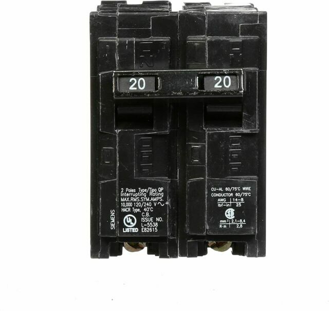 Siemens Murray Q220 2 Pole 20A 120/240v Type A Circuit Breaker