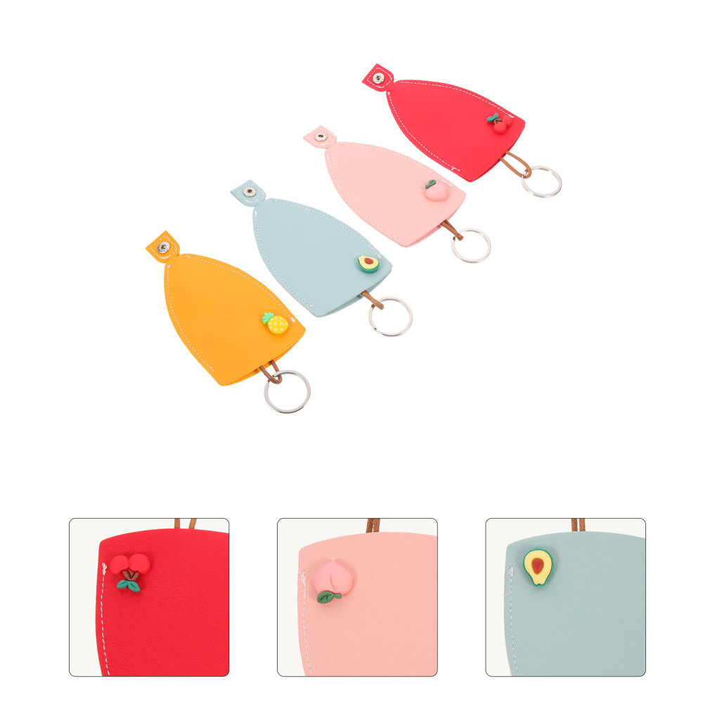 4pcs PU Key Fob Holder Bag Car Key Case House Key Cover Key Fob Cover