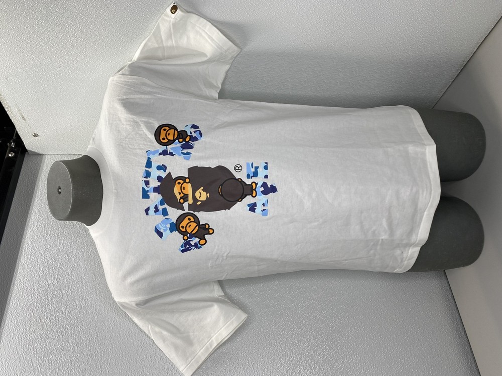 Bape ABC Camo College Milo Tee White Blue Mens T-Shirt Size M Short Sleeve