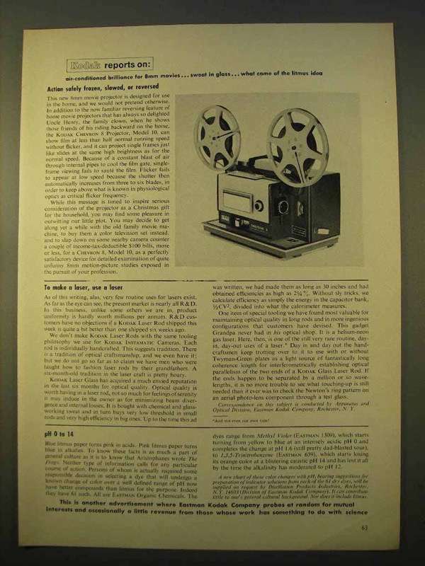 Vintage 1963 Kodak Chevron 8 Model 10 Movie Projector Advertisement