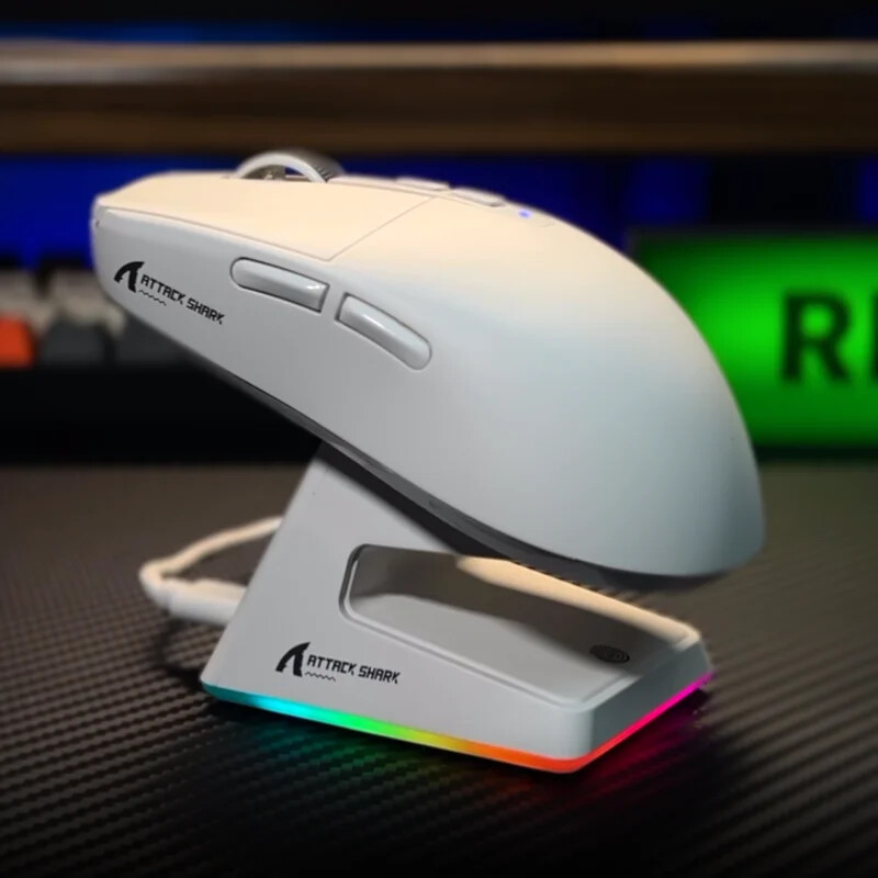 X6 PAW3395 Tri-Mode Bluetooth Mouse with RGB Touch Magnetic Charging Base