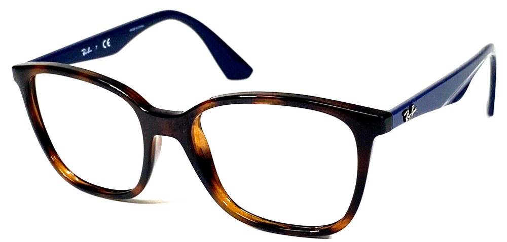 RAY-BAN RB7066 5585 Brown Tortoise/Navy Blue Eyeglasses Frame 52-17-140