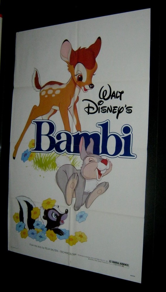 Original DISNEY BAMBI 1 Sheet near mint 1982 Release DONNIE DUNAGAN Peter Behn