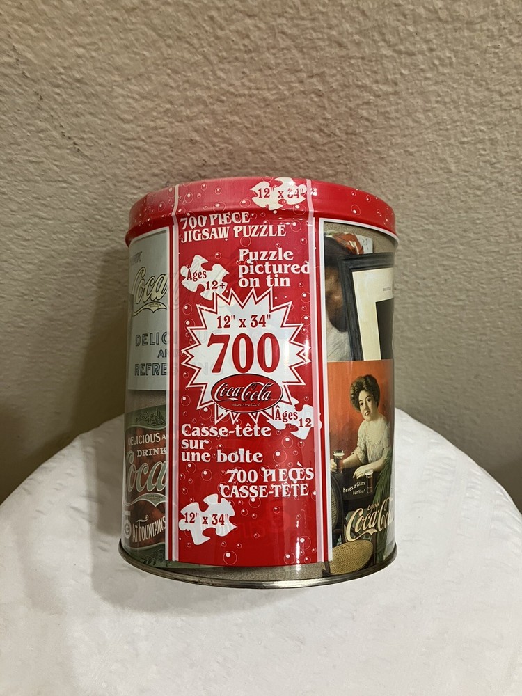 VTG 1993 Sealed Coca Cola 700 Piece Jigsaw Puzzle Ads Tin USA