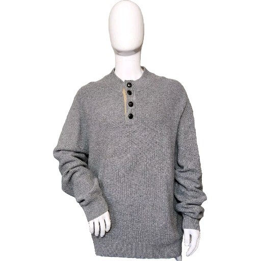 Brooks Brothers Gray Lambswool Blend 4 button Pullover Sweater Men's XXL
