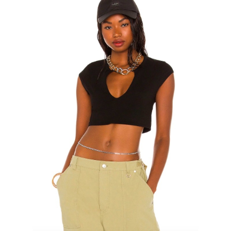 AALIYezamin Revolve Black Stretch Crop Top XXS XS NEW Classic Fit-image