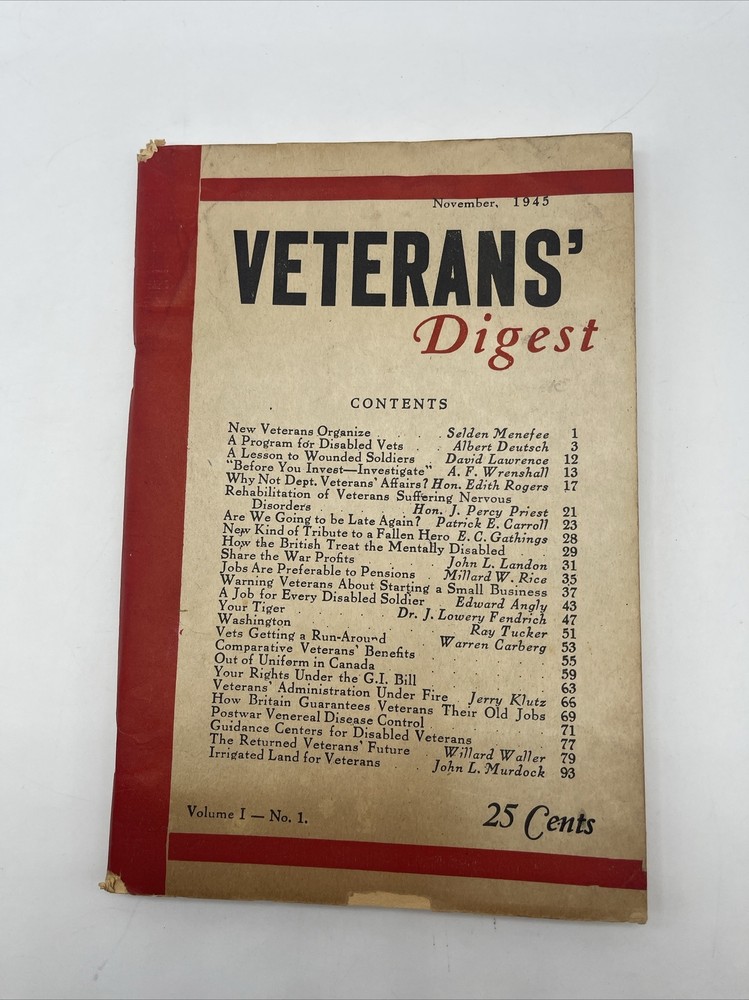 Veteran’s Digest November 1945 Volume 1 Number 1