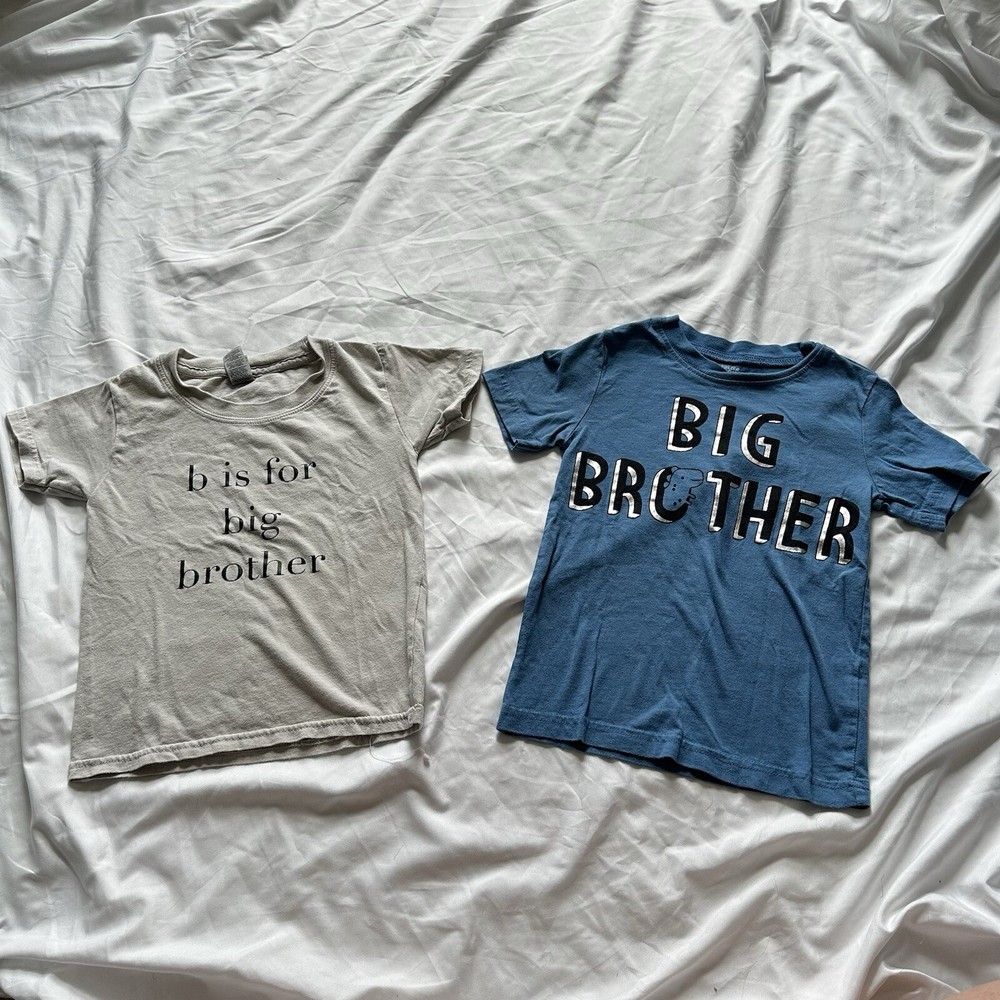Set of 2 Big Brother Short Sleeve Shirts (White Gildan & Blue Carters) Size 3T