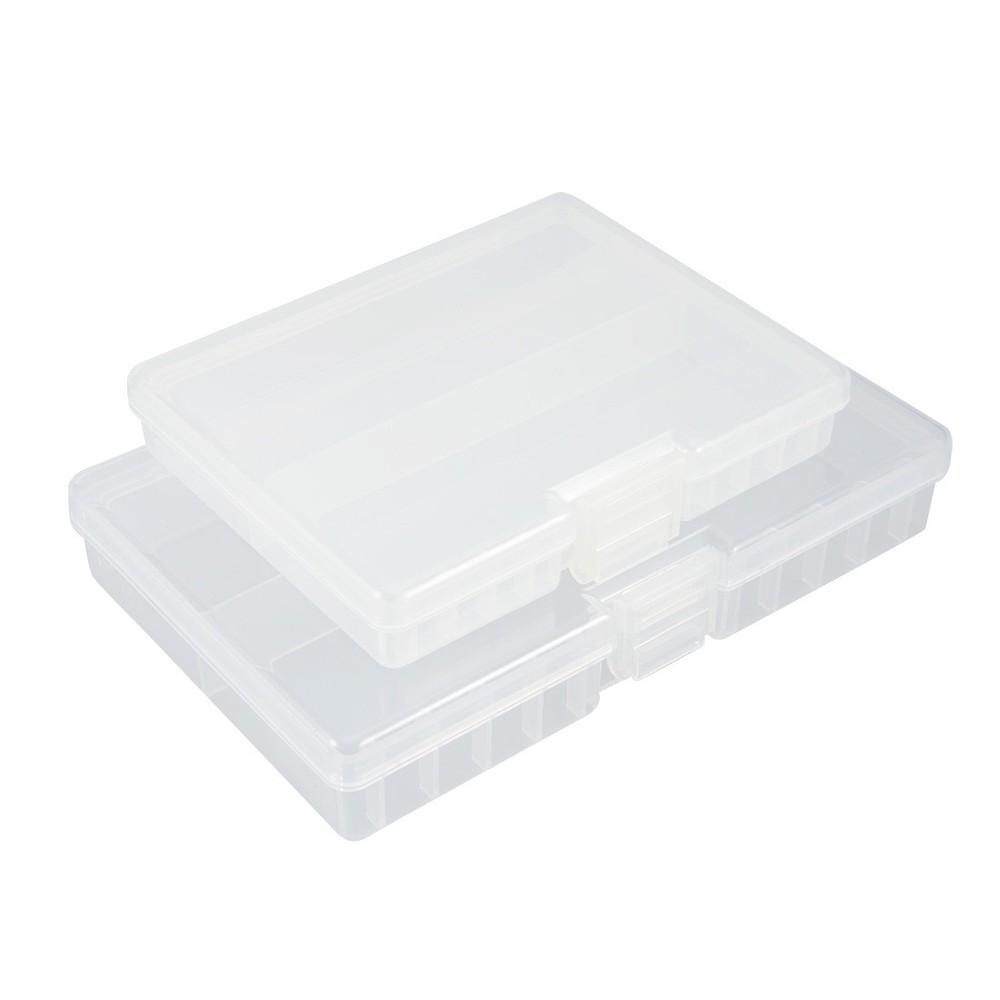 2pcs Hard Plastic Clear Portable AAA Battery Storage Box, AA Batteries Container