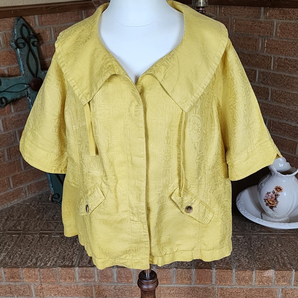 Coldwater Creek Women's Short Sleeve Button Front Linen Blend Shirt Jacket Sz 20